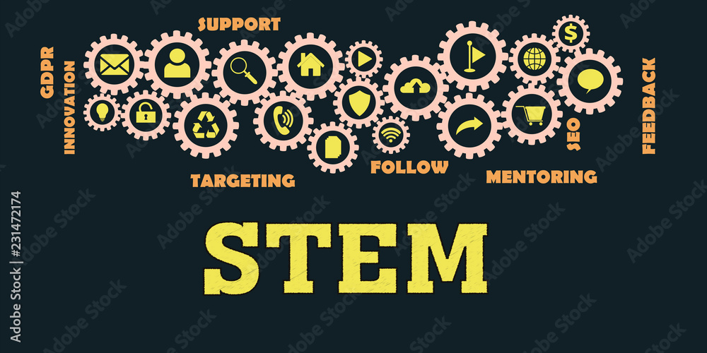 Naklejka premium STEM (SCIENCE, TECHNOLOGY, ENGINEERING AND MATHEMATICS)