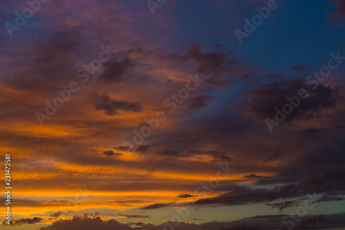 Abstract nature background. Dramatic and moody cloudy sunset sky © JK2507