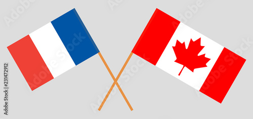 France and Canada. The French and Canadian flags. Official colors. Correct proportion. Vector
