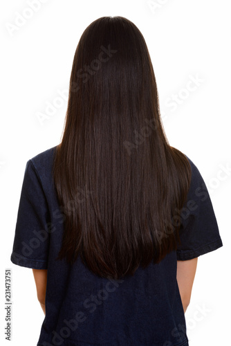 Back view of young Asian teenage girl 
