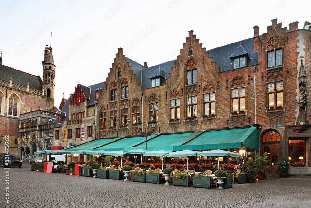 Markt - Market square in Bruges. Belgium