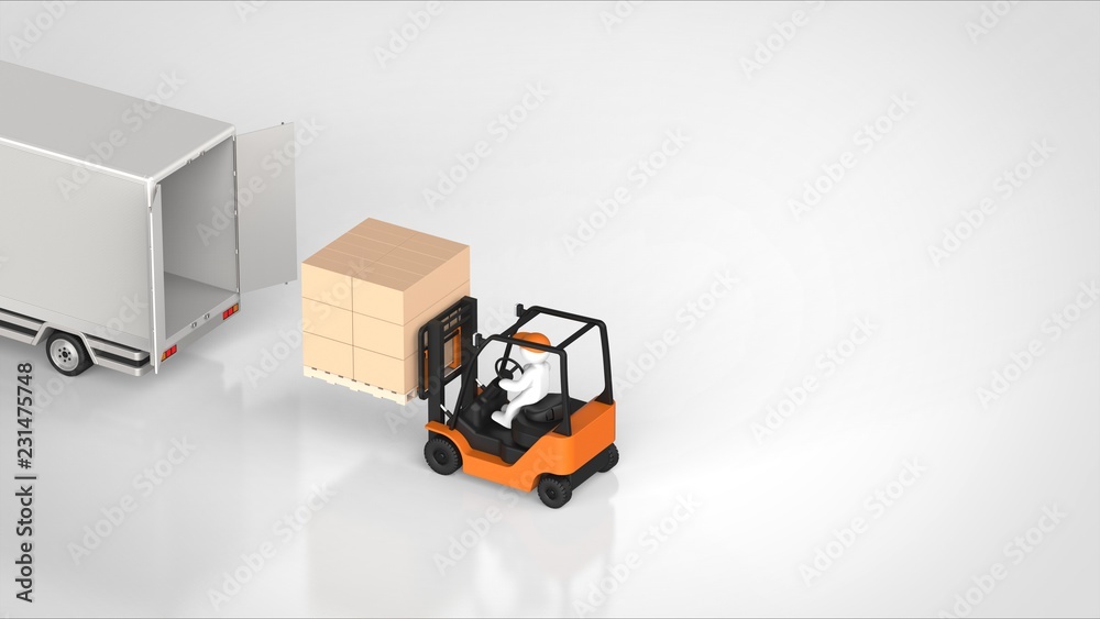 トラックとフォークリフト 背面 パース 左 Stock イラスト Adobe Stock