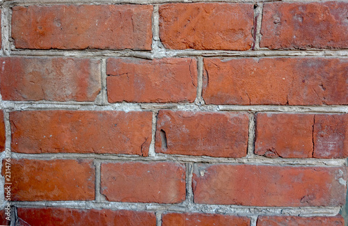 brickwork from old red brick close up