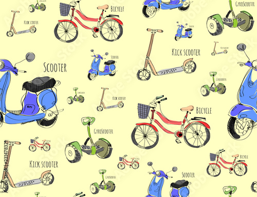 Eco transport yellow seamless pattern