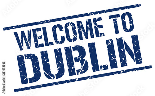 Canvas Print welcome to Dublin stamp