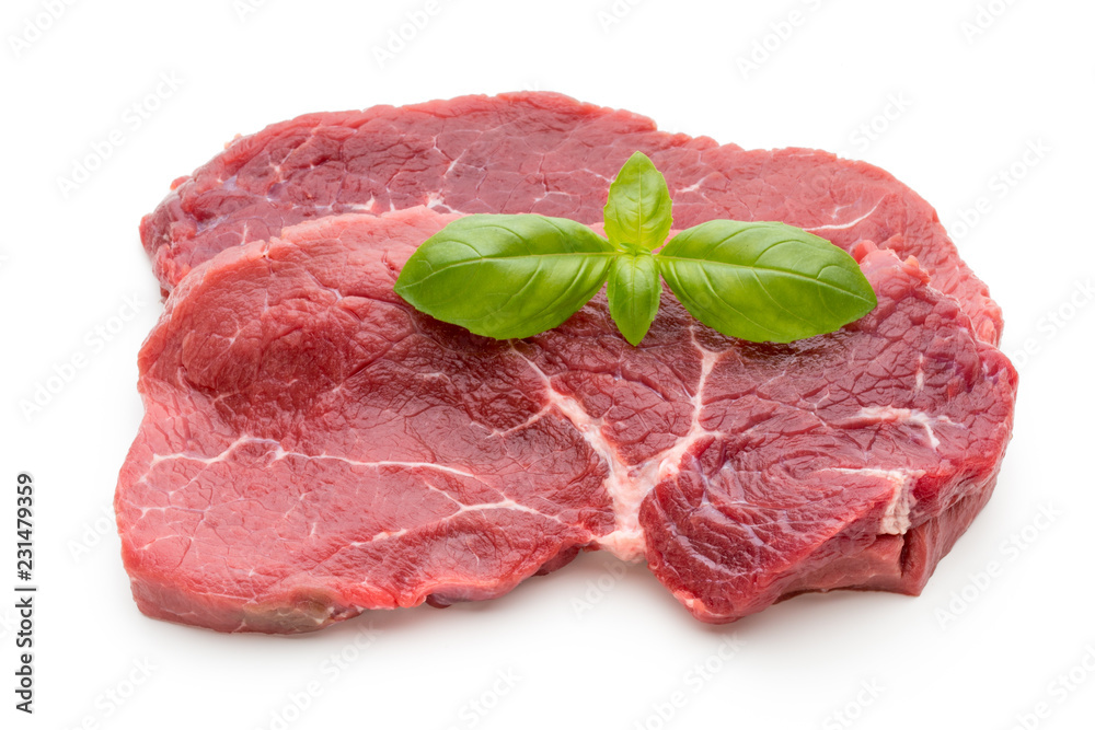 Fresh raw beef steak isolated on white. Fresh raw beef steak isolated on white.