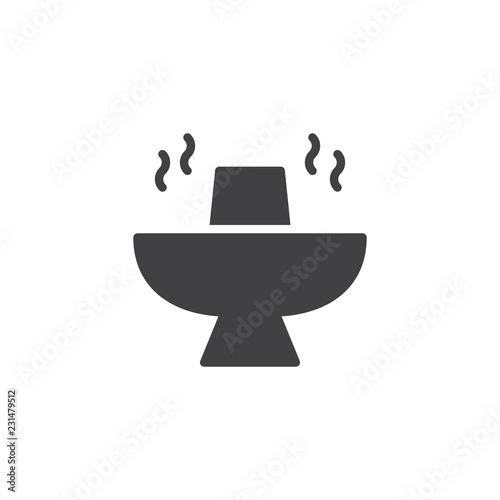 Hot pot food vector icon. filled flat sign for mobile concept and web design. Asian food simple solid icon. Steamboat symbol, logo illustration. Pixel perfect vector graphics