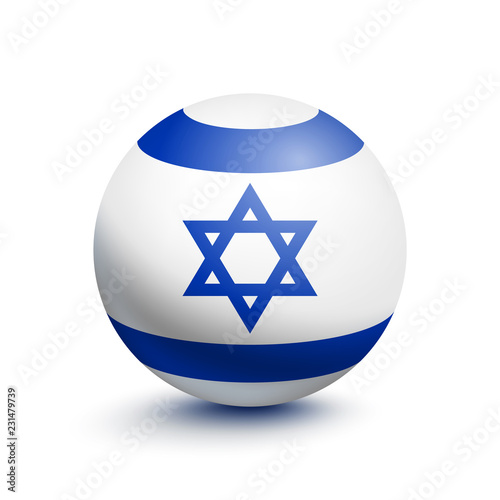 Flag of Israel in the form of a ball isolated on a white background. Vector illustration