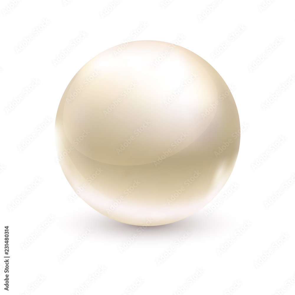 Vector Realistic Pearl symbol isolated on a white background. Modern glossy sphere or circle lens Vector Realistic Pearl symbol isolated on a white background. Modern glossy sphere or circle lens