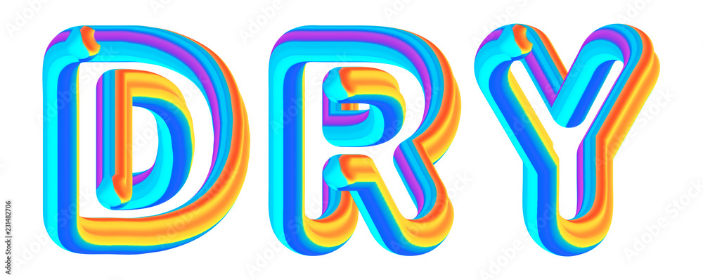 Dry - colorful text written on white background Dry - colorful text written on white background