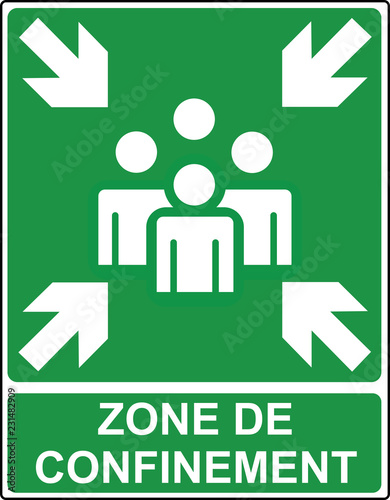 Panneau point de rassemblement - zone de confinement en français