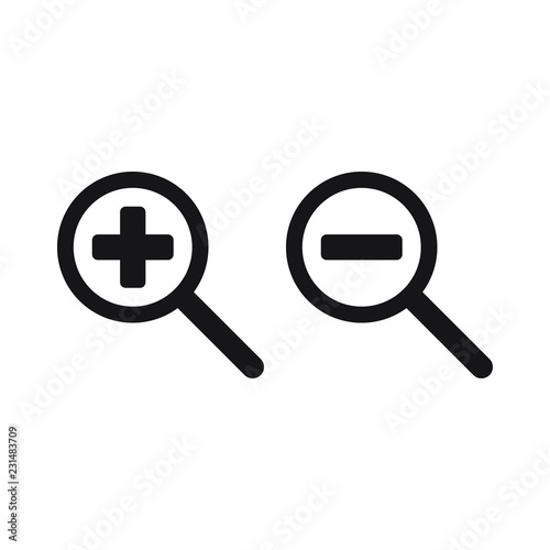 Zoom in and Zoom out magnifying glass icon vector