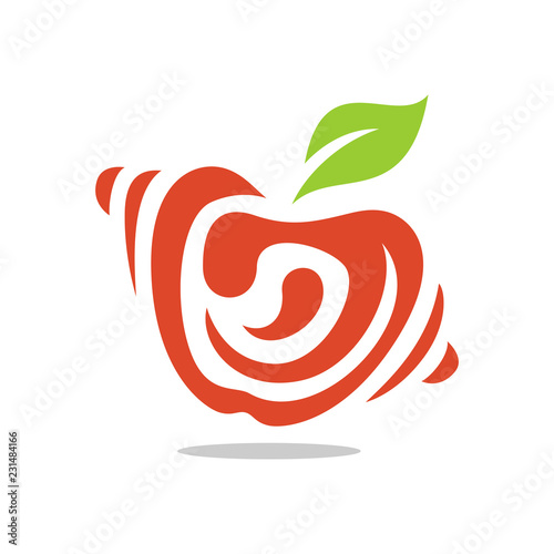Abstract Red Apple Simple Modern Logo Fruits Round Creative Concept Template Icon Vector