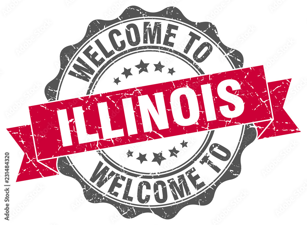 Fototapeta premium Illinois round ribbon seal