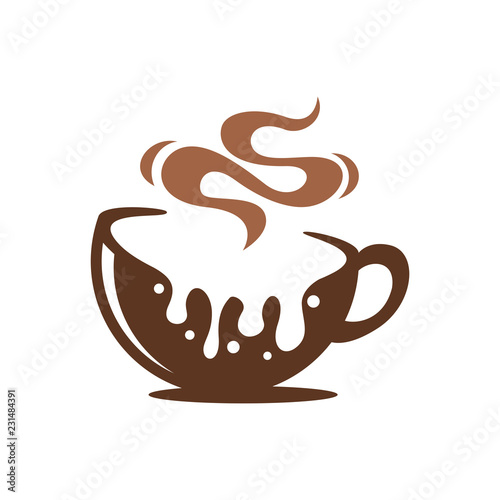 Hot Chocolate or Coffee Cups Logo Melted Delicious Drink Icon 