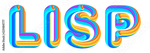 Lisp - colorful text written on white background