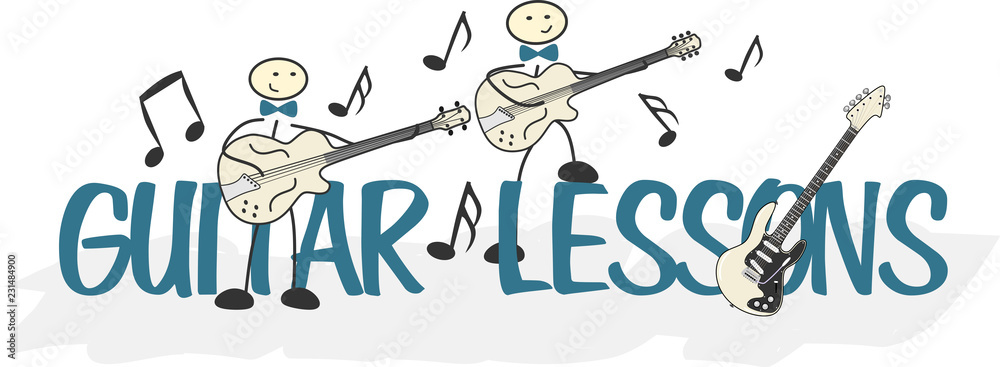Fototapeta premium Strichmännchen - Guitar Lessons