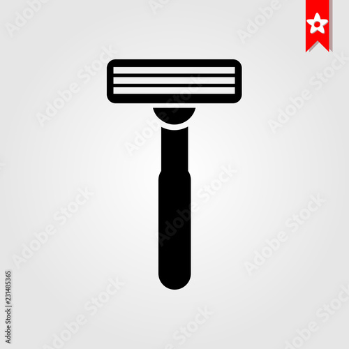Safety razor icon in black style isolated on white background. Hairdressery symbol stock vector illustration, razor monochrome flat pictogram