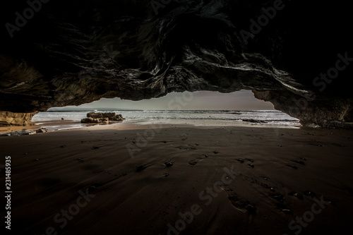 view from a cave on the Atlantic coast near Essaouira, Morocco