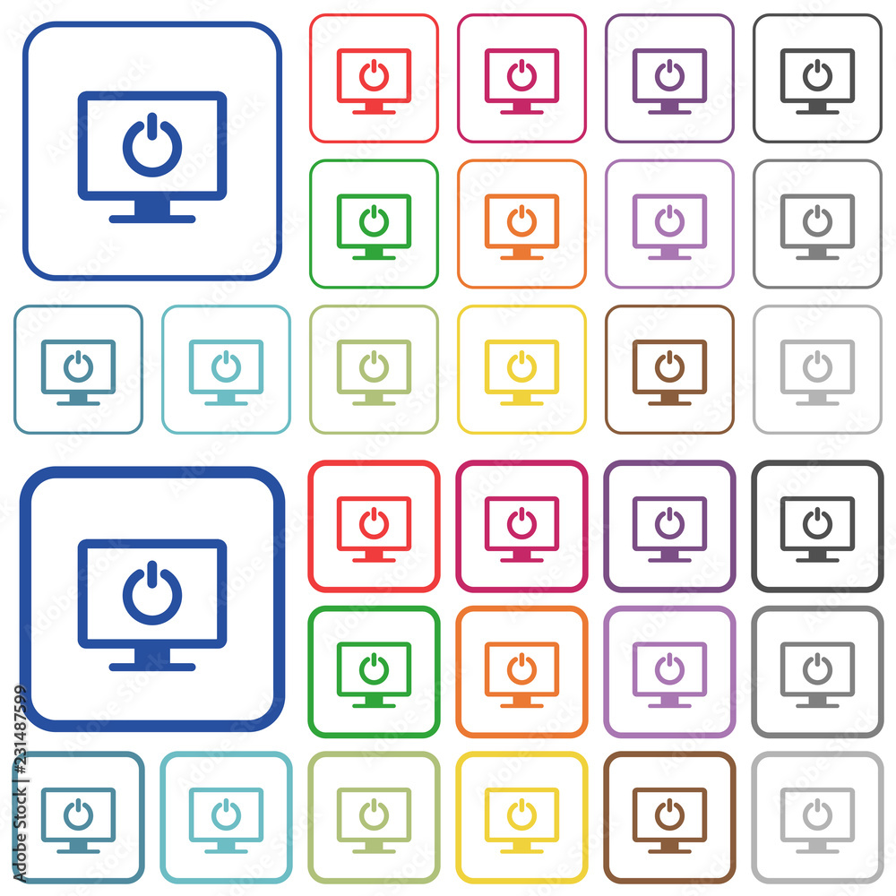 Display standby mode outlined flat color icons Display standby mode outlined flat color icons