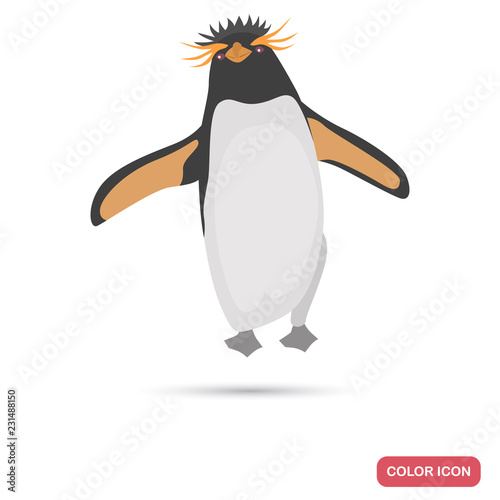 Crested penguin color flat icon