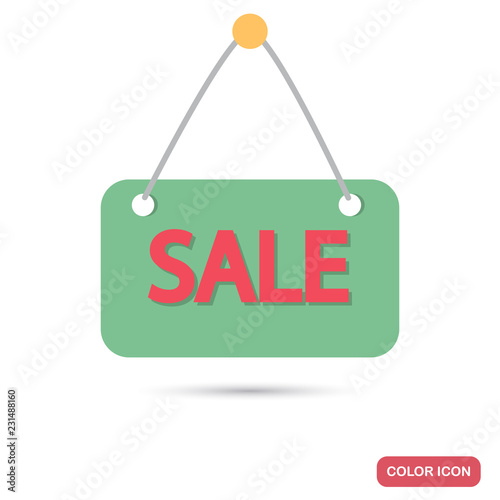 Hanging plate with sale inscription color flat icon