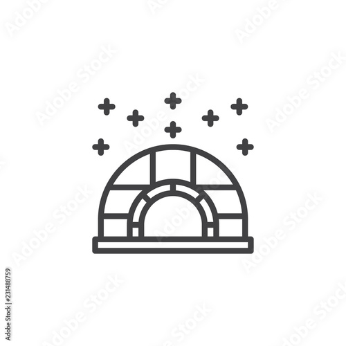 Winter shelter outline icon. linear style sign for mobile concept and web design. Igloo ice house and snow simple line vector icon. Symbol, logo illustration. Pixel perfect vector graphics © alekseyvanin