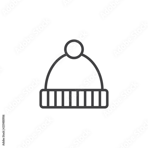 Winter hat outline icon. linear style sign for mobile concept and web design. Beanie Cap simple line vector icon. Symbol, logo illustration. Pixel perfect vector graphics