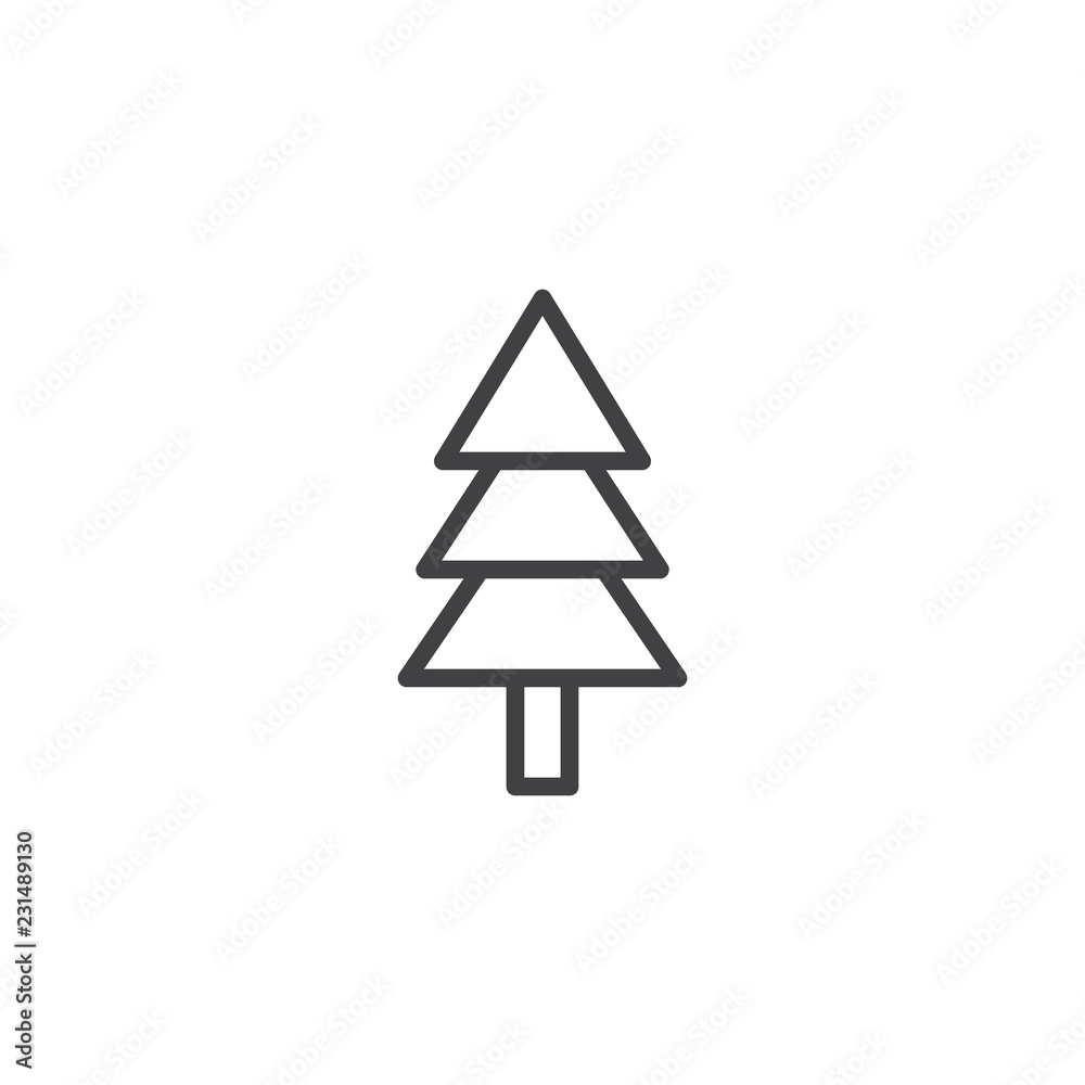 Fir tree outline icon. linear style sign for mobile concept and web design. Pine tree simple line vector icon. Symbol, logo illustration. Pixel perfect vector graphics