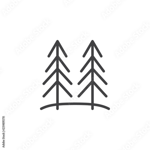 Trees outline icon. linear style sign for mobile concept and web design. pine tree forest simple line vector icon. Symbol, logo illustration. Pixel perfect vector graphics