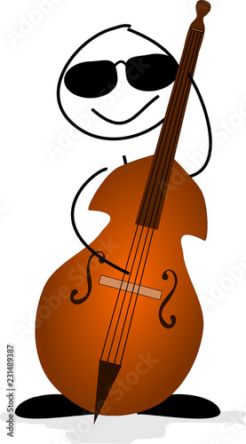 Cooles Strichmännchen mit Kontrabass