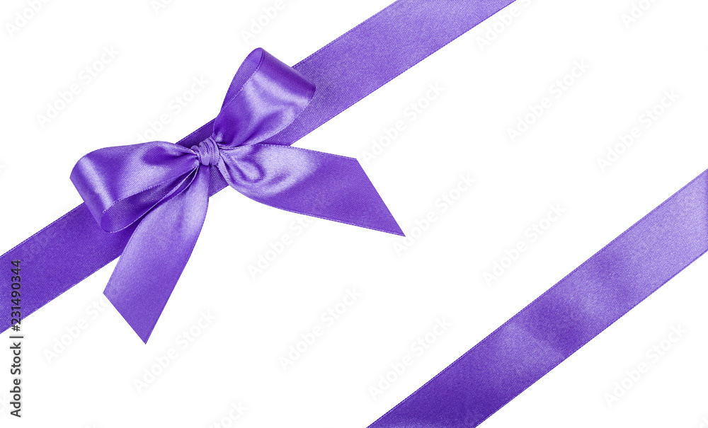 Lilac bow, ribbon. Isolated on white background. Lilac bow, ribbon. Isolated on white background.