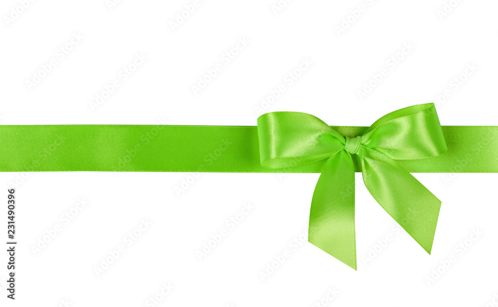 Green bow, ribbon. Isolated on white background. Green bow, ribbon. Isolated on white background.