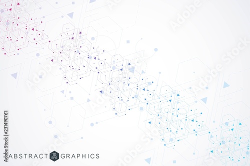 Modern futuristic background of the scientific hexagonal pattern. Virtual abstract background with particle, molecule structure for medical, technology, chemistry, science. Social network vector.