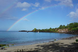 caribbean paradise beach, blue sky rainbow and cristal water, Guadeloupe