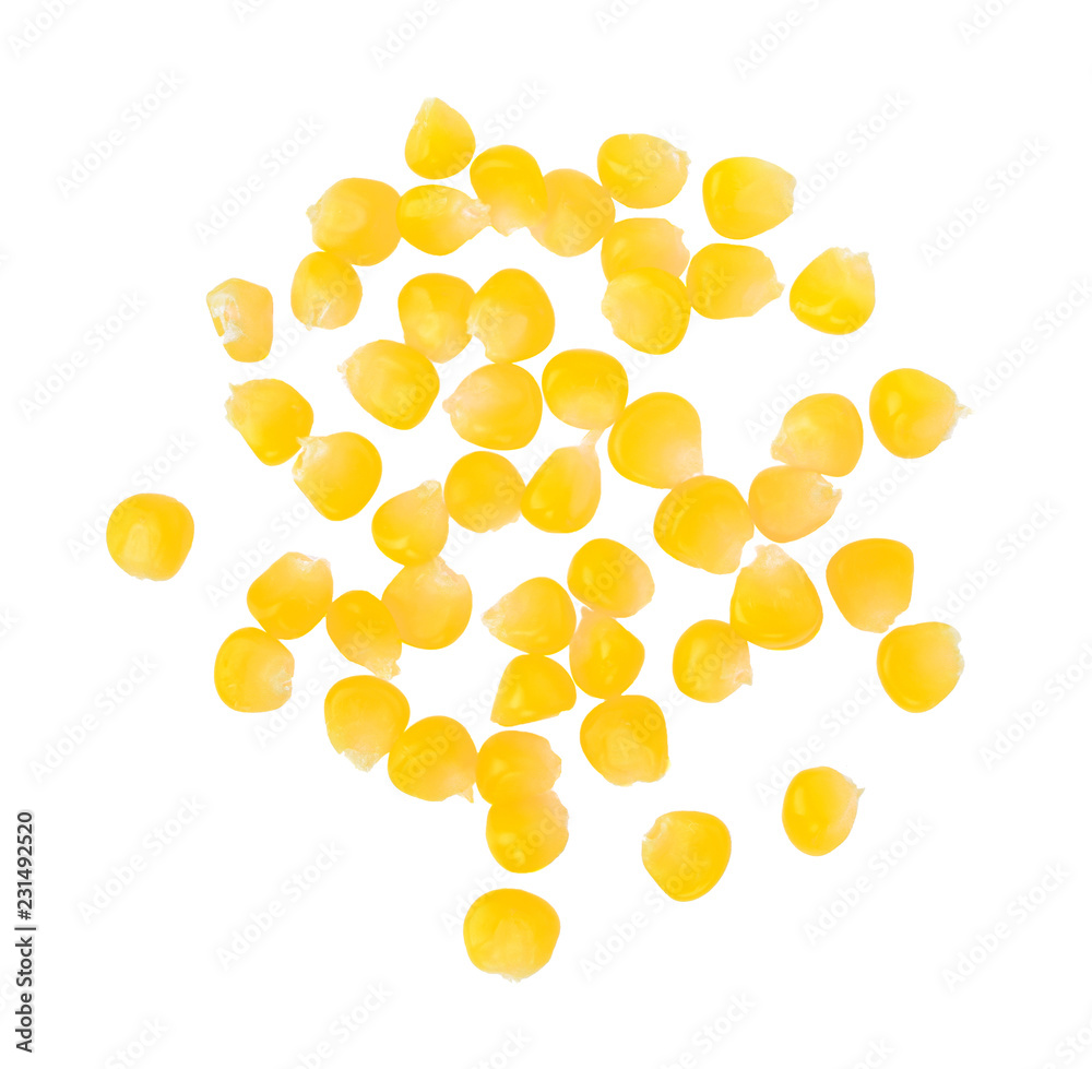 Corn seeds on white background Corn seeds on white background