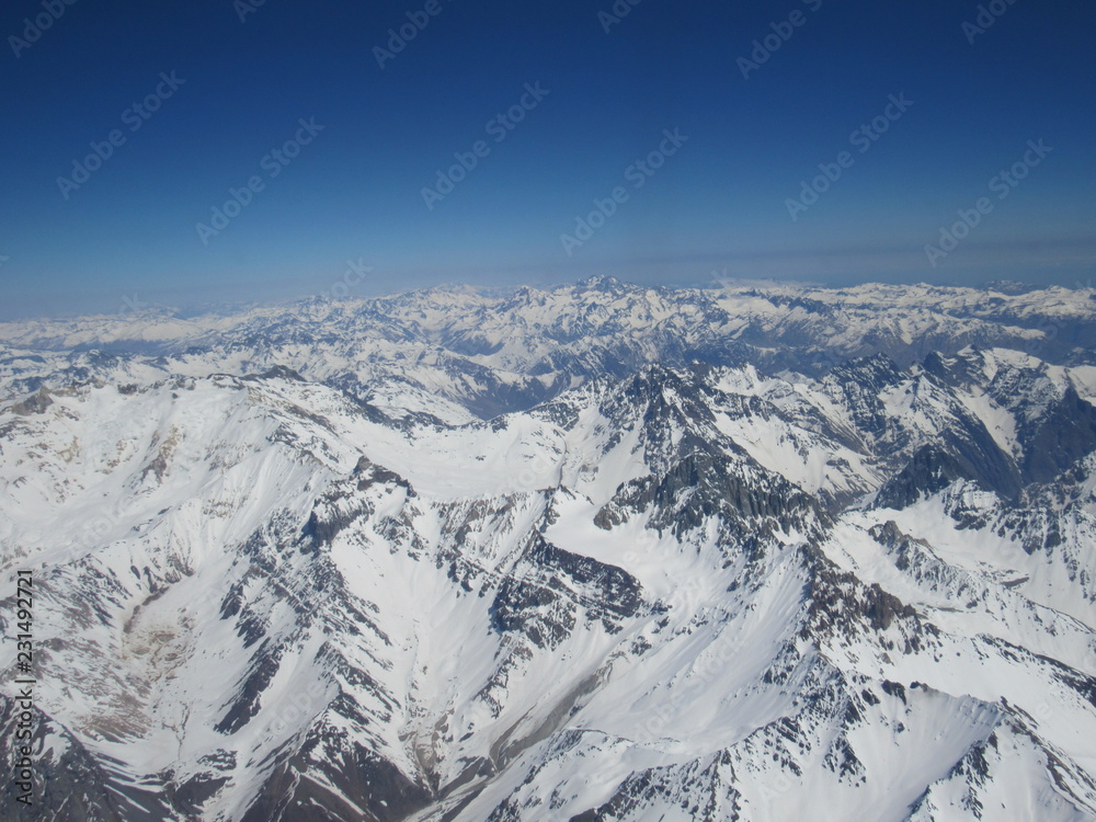 Vista aérea da Cordilheira dos Andes