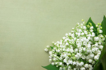 Acrylglasbilder Maiglöckchen Maiglöckchen Bouquet auf Vintage Beige  © olindana