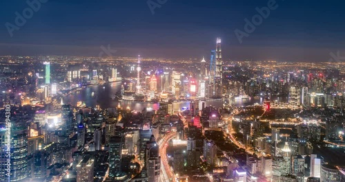 Wallpaper Mural Aerial view of Shanghai at night Torontodigital.ca