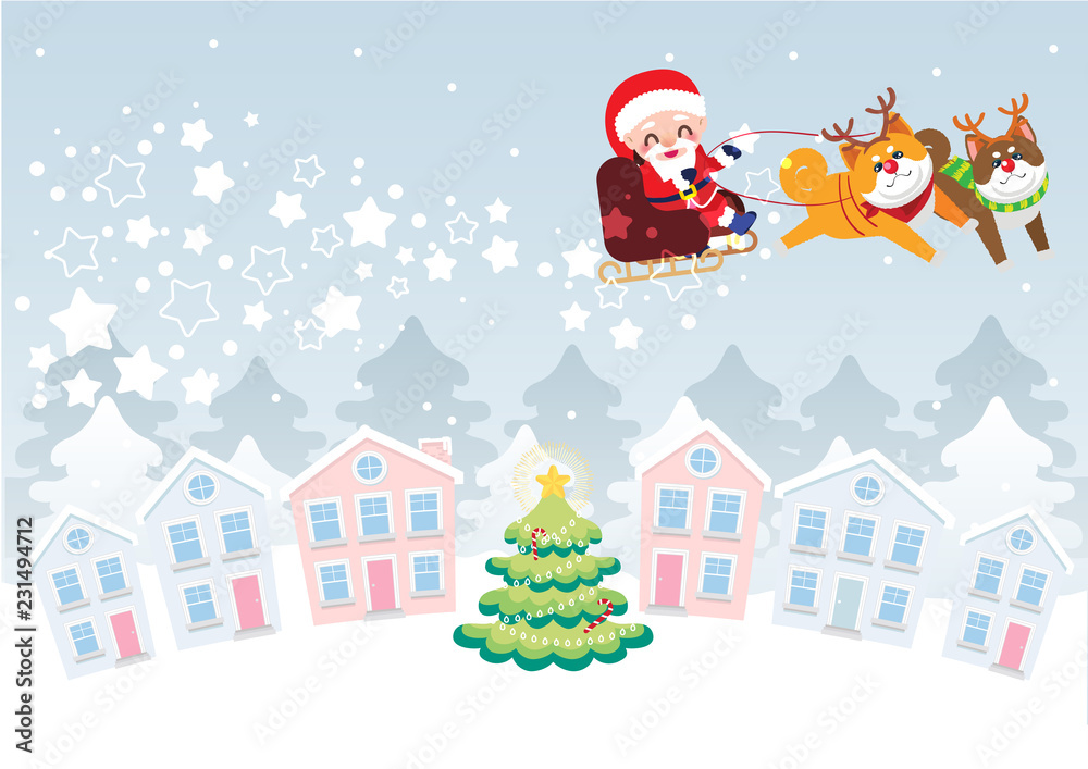 merry christmas card decoration vector