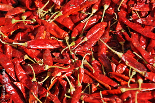 Fototapeta Naklejka Na Ścianę i Meble -  Chilli pepper for sale at rural market in Bhutan