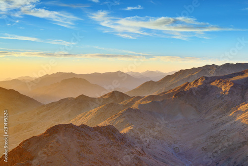 Aerial view of Sinai mountains in Egypt from Mount Moses at sunr © Alexmar