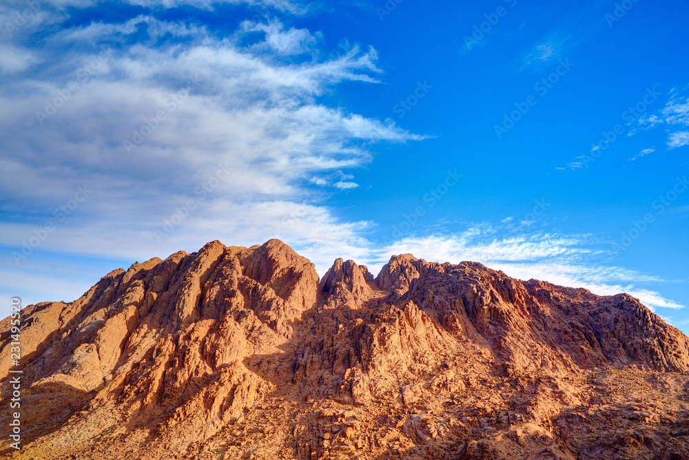 Aerial view of Sinai mountains in Egypt from Mount Moses