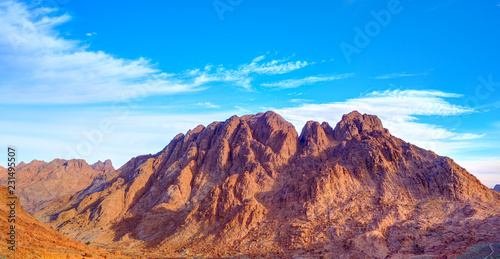 Aerial view of Sinai mountains in Egypt from Mount Moses
