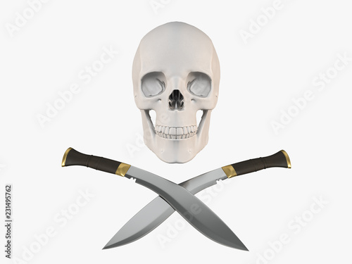 Skull and Nepali Kukri-Gurkha photo
