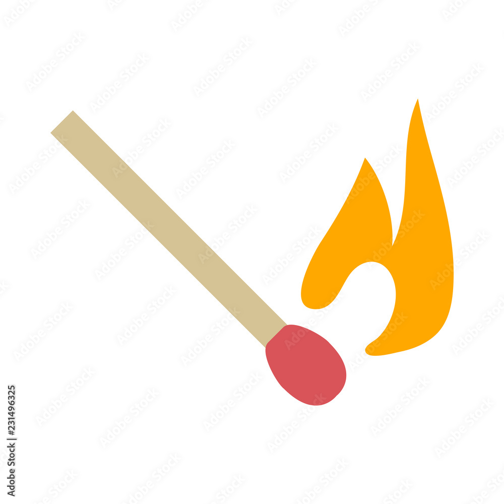 Match stick flat icon on isolated white transparent background. Match stick flat icon on isolated white transparent background.