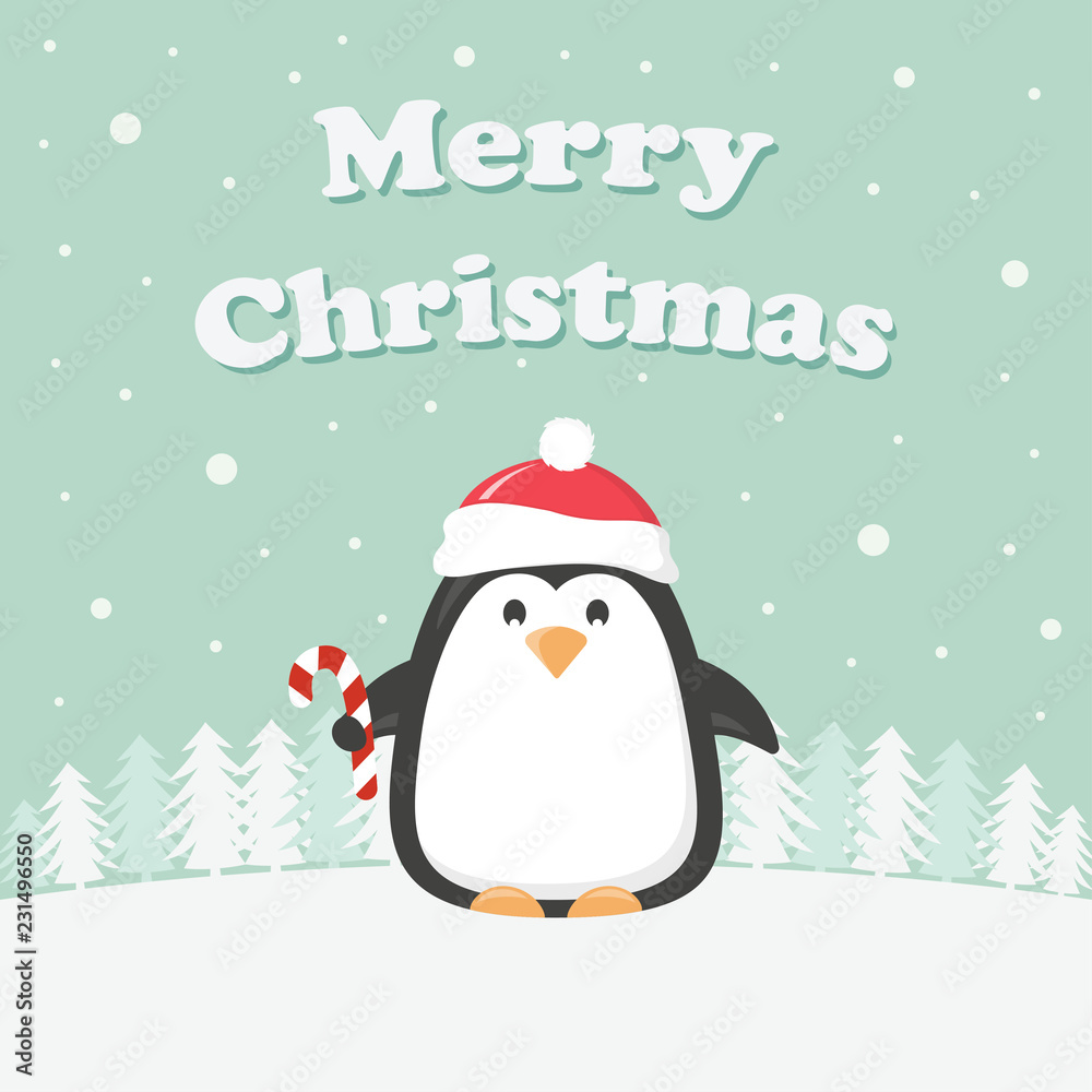 Fototapeta premium Christmas card with penguin
