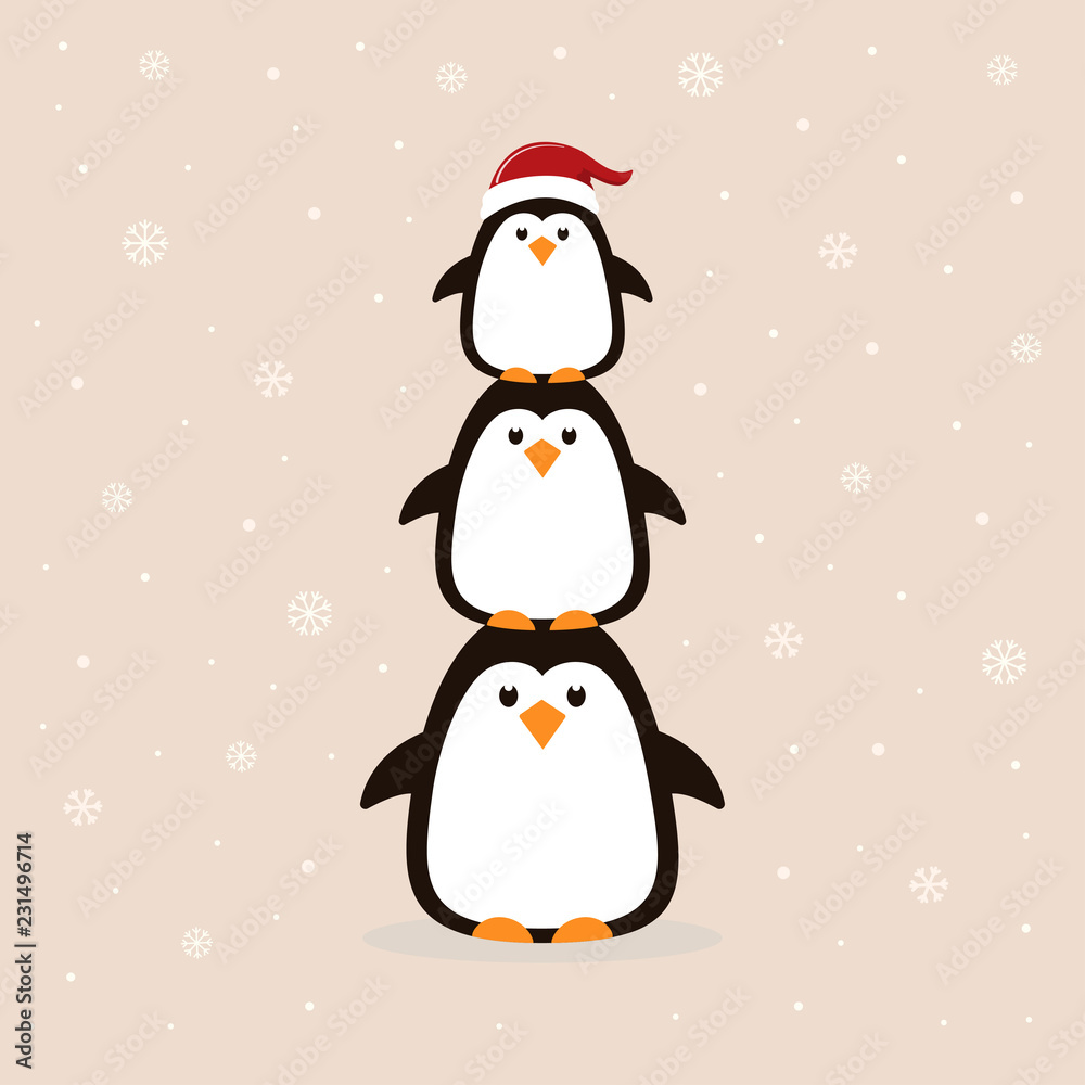 winter poster with penguin