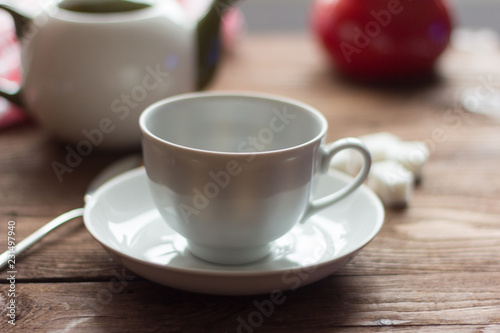 empty white tea Cup on the table