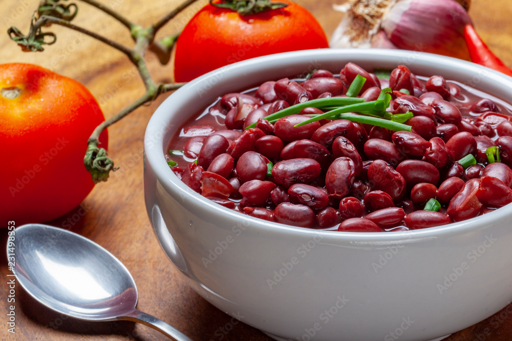 Beans cooked in the bowl